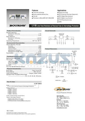 L11B010AA datasheet - Line Feed Resistors w/Thermal Fuse & Overvoltage Protectors