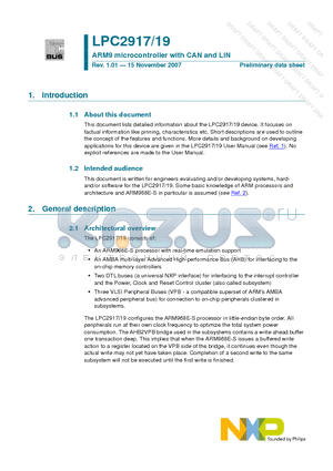 LPC2917 datasheet - ARM9 microcontroller with CAN and LIN