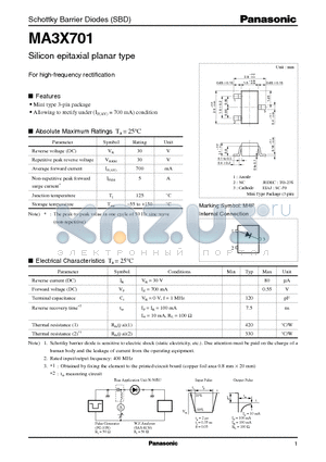 MA10701 datasheet - Silicon epitaxial planar type