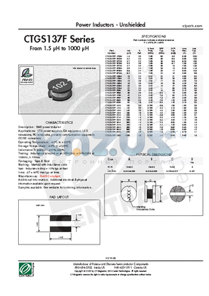 CTGS137F-120M datasheet - Power Inductors - Unshielded