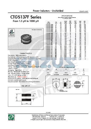 CTGS137F-1R5M datasheet - Power Inductors - Unshielded