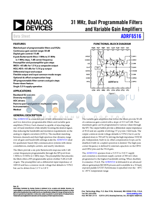 ADRF6516-EVALZ datasheet - 31 MHz, Dual Programmable Filters