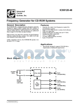 ICS9120M-48 datasheet - Frequency Generator for CD-ROM Systems