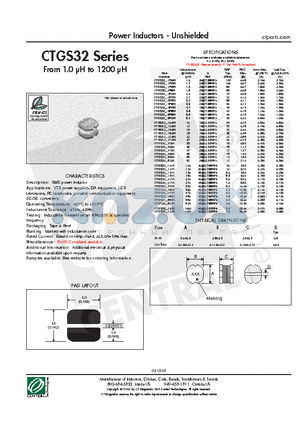 CTGS32 datasheet - Power Inductors - Unshielded