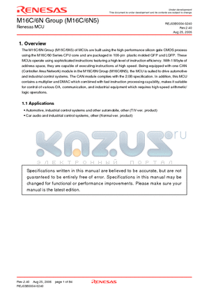 M306N5FCTGP datasheet - Renesas MCU