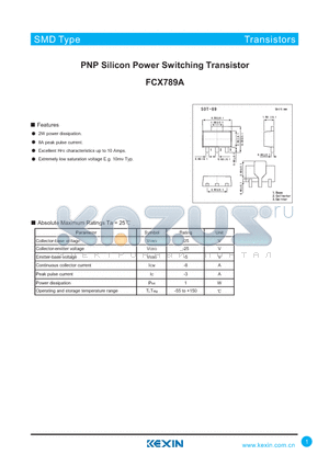 FCX789A datasheet - PNP Silicon Power Switching Transistor