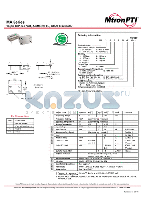 MA11FBA datasheet - 14 pin DIP, 5.0 Volt, ACMOS/TTL, Clock Oscillator