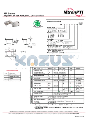 MA11TAX datasheet - 14 pin DIP, 5.0 Volt, ACMOS/TTL, Clock Oscillator