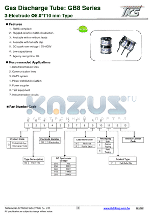 GB83R350RB datasheet - 3-Electrode 8.0T10 mm Type