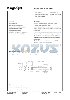 L132XG datasheet - T-1 3MM SOLID STATE LAMPS