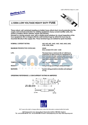 L1330A datasheet - LOW VOLTAGE HEAVY DUTY FUSE