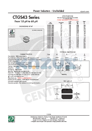 CTGS43-4R7M datasheet - Power Inductors - Unshielded