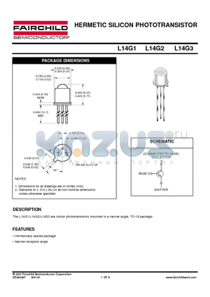 L14G1 datasheet - HERMETIC SILICON PHOTOTRANSISTOR