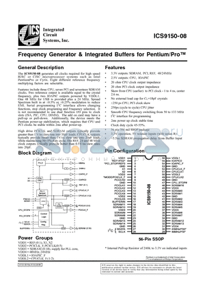 ICS9150F-08 datasheet - Frequency Generator & Integrated Buffers for Pentium/Pro