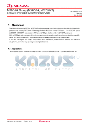 M30840MC-XXXFP datasheet - SINGLE-CHIP 16/32-BIT CMOS MICROCOMPUTER