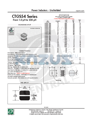 CTGS54-8R2M datasheet - Power Inductors - Unshielded