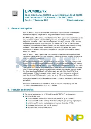 LPC4088 datasheet - 32-bit ARM Cortex-M4 MCU;