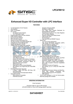 LPC47M112-MW datasheet - ENHANCED SUPER I/O CONTROLLER WITH LPC INTERFACE