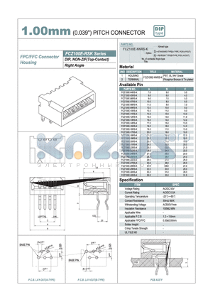 FCZ100E-16RR-K datasheet - 1.00mm PITCH CONNECTOR