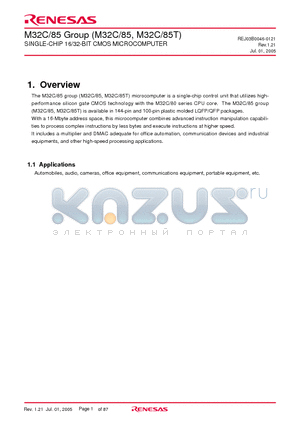 M30853MW-XXXFP datasheet - SINGLE-CHIP 16/32-BIT CMOS MICROCOMPUTER