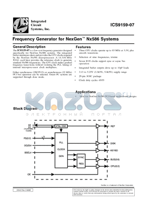 ICS9159M-07 datasheet - Frequency Generator for NexGen Nx586 Systems