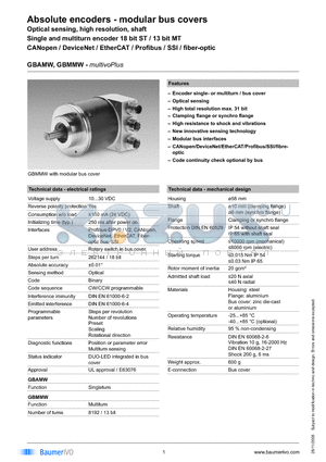 GBAMW.0205P32 datasheet - Absolute encoders - modular bus covers