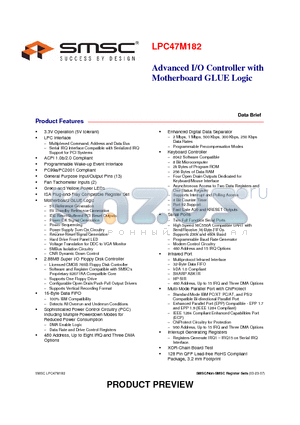 LPC47M182 datasheet - Advanced I/O Controller with Motherboard GLUE Logic