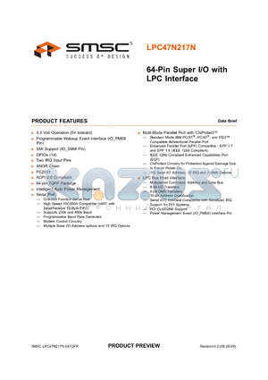 LPC47N217N-JV datasheet - 64-Pin Super I/O with LPC Interface