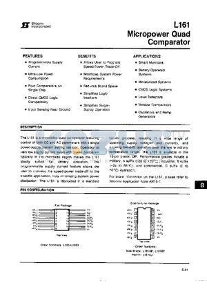 L161CJ datasheet - MicroPower Quad Comparator