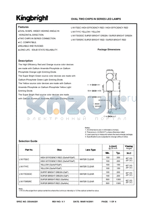 L161TEEC datasheet - OVAL TWO CHIPS IN SERIES LED LAMPS