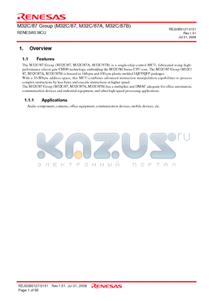 M30876FJGP datasheet - RENESAS MCU