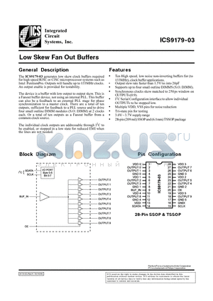 ICS9179YG-03-T datasheet - Low Skew Fan Out Buffers