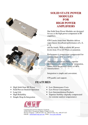 L1719-110S-M datasheet - SOLID STATE HIGH POWER AMPLIFIER MODULES
