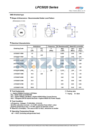 LPC5020T-330M datasheet - Shape & Dimensions / Recommended Solder Land Pattern