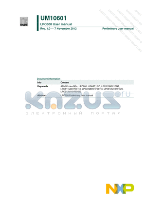 LPC811M001FDH16 datasheet - LPC800 User manual