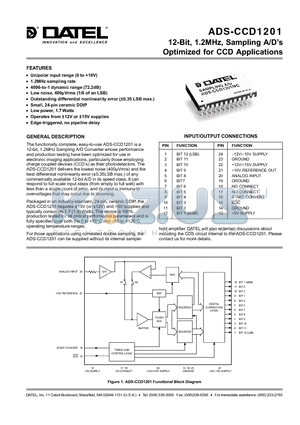 ADS-CCD1201 datasheet - 12-Bit, 1.2MHz, Sampling A/Ds Optimized for CCD Applications