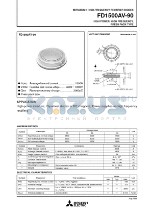 FD1500AV-90 datasheet - HIGH POWER, HIGH FREQUENCY, PRESS PACK TYPE