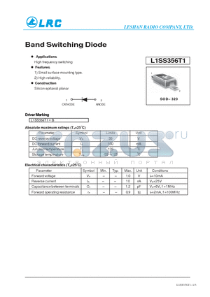 L1SS356T1 datasheet - Band Switching Diode