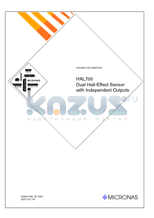 HAL700 datasheet - Dual Hall-Effect Sensor with Independent Outputs