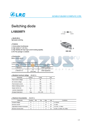 L1SS355T1 datasheet - Switching diode
