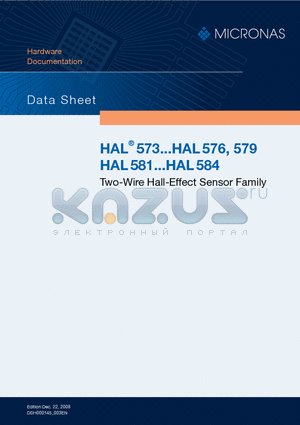 HAL575SF-K datasheet - Two-Wire Hall-Effect Sensor Family