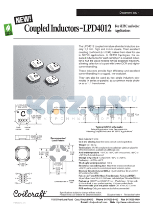 LPD4012 datasheet - Coupled Inductors