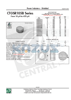 CTGSR105B-101L datasheet - Power Inductors - Shielded