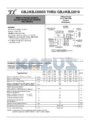 GBJ-KBJ2010 datasheet - SINGLE PHASE 20AMPS. GLASS PASSIVATED BRIDGE RECTIFIERS