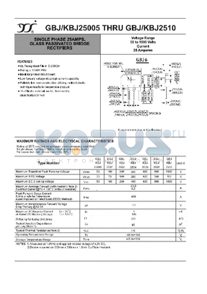 GBJ-KBJ2501 datasheet - SINGLE PHASE 25AMPS. GLASS PASSIVATED BRIDGE RECTIFIERS