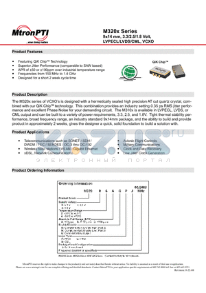 M31002BGMC datasheet - 5x7 mm, 3.3/2.5/1.8 Volt, LVPECL/LVDS/CML, VCXO