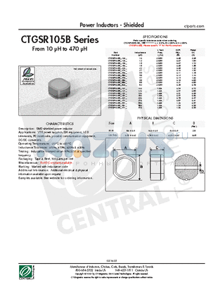 CTGSR105B-270L datasheet - Power Inductors - Shielded