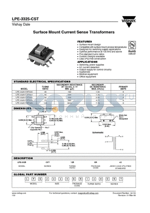LPE-3325-CST040 datasheet - Surface Mount Current Sense Transformers