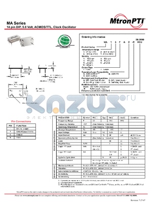MA13FAD-R datasheet - 14 pin DIP, 5.0 Volt, ACMOS/TTL, Clock Oscillator