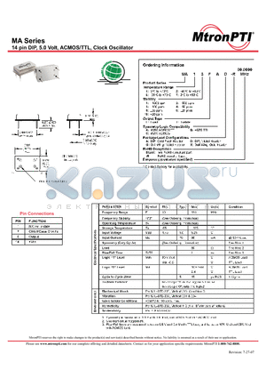 MA13FAG datasheet - 14 pin DIP, 5.0 Volt, ACMOS/TTL, Clock Oscillator